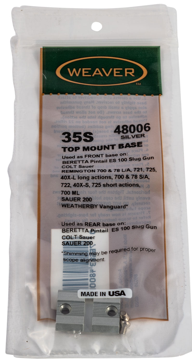 Weaver 48006 Silver Top Mount Scope Base for Remington Ruger Weatherby