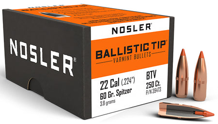 Nosler 39473 Ballistic Tip .22 Cal 60 Grain Varmint Spitzer Bullets 250/Box