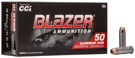 Blazer .38 Special Aluminum +P 125 grain Jacketed Hollow Point ammunition