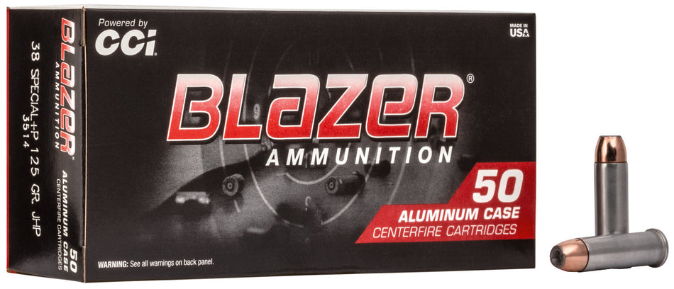 Blazer .38 Special Aluminum +P 125 grain Jacketed Hollow Point ammunition