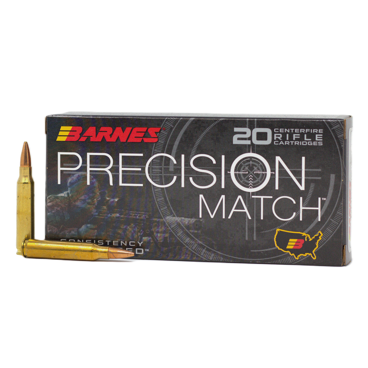 Barnes 5.56x45mm NATO Precision Match 69 grain Open Tip Match Boat Tail ammunition 2900 FPS