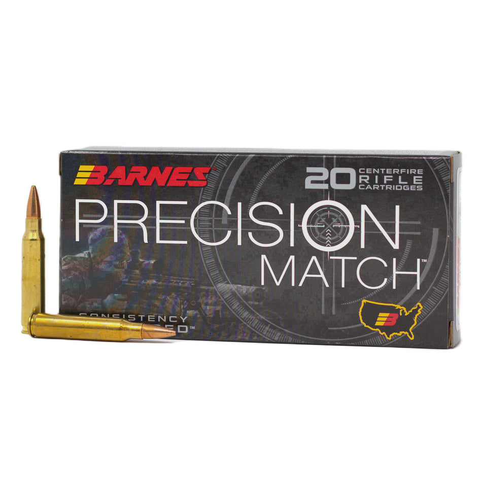 Barnes 5.56x45mm NATO Precision Match 69 grain Open Tip Match Boat Tail ammunition 2900 FPS