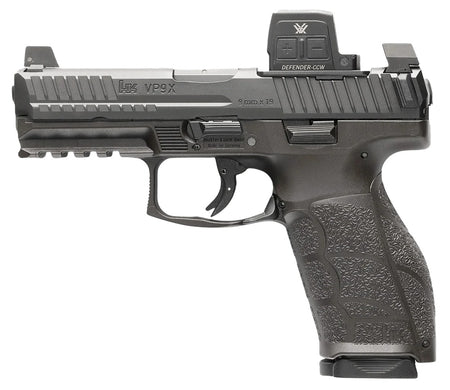 HK 81001356 VP9A1 X w/Optic Full Size Frame 9mm Luger 10+1 4.09" Black Barrel, Black Steel Serrated w/Optic Slide, Black Polymer Frame w/Picatinny Rail, Textured Grip, Vortex CCW