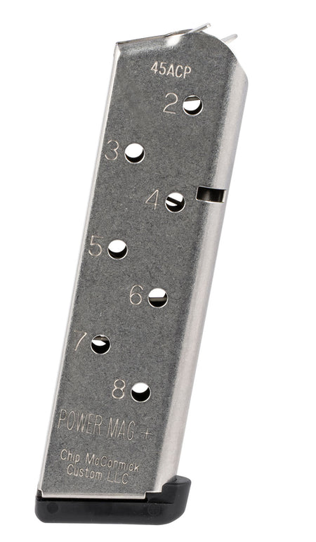 CMC Products 12131 Power Mag Plus .45 ACP 1911 Government 8rd Stainless Steel Magazine, Black Base Pad