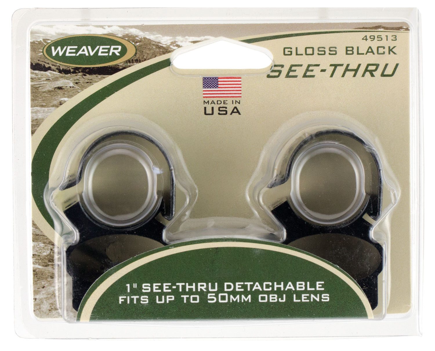 Weaver Mounts 49513 See-Thru 1" Detachable Scope Rings Gloss Black