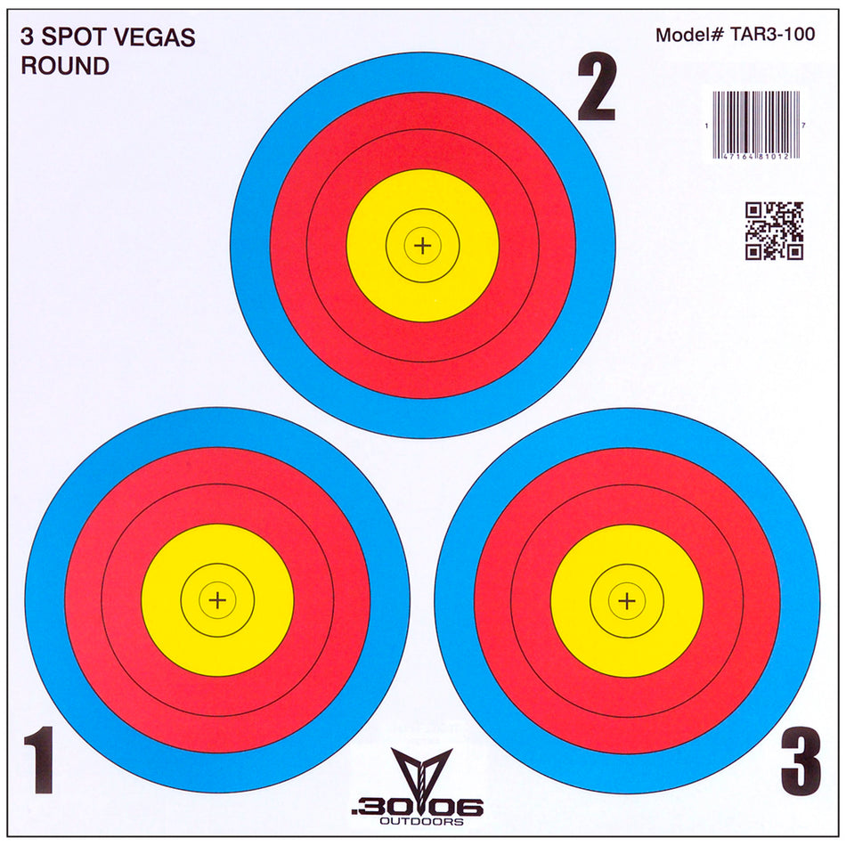 30-06 Paper Targets 3 Spot Vegas Style 100 Pack