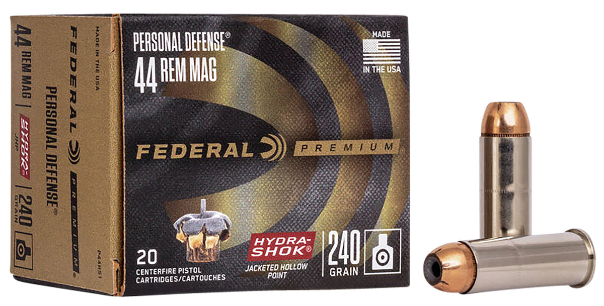 Federal Premium Personal Defense Hydra-Shok Jacketed Hollow Point 240 Grain .44 Magnum 1210 fps 029465088422