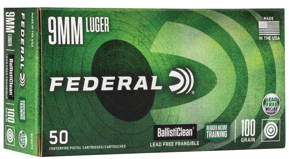 Federal BallistiClean Reduced Hazard Training Lead-Free Frangible 100 Grain 9mm Luger/Parabellum 1240 fps 029465093891