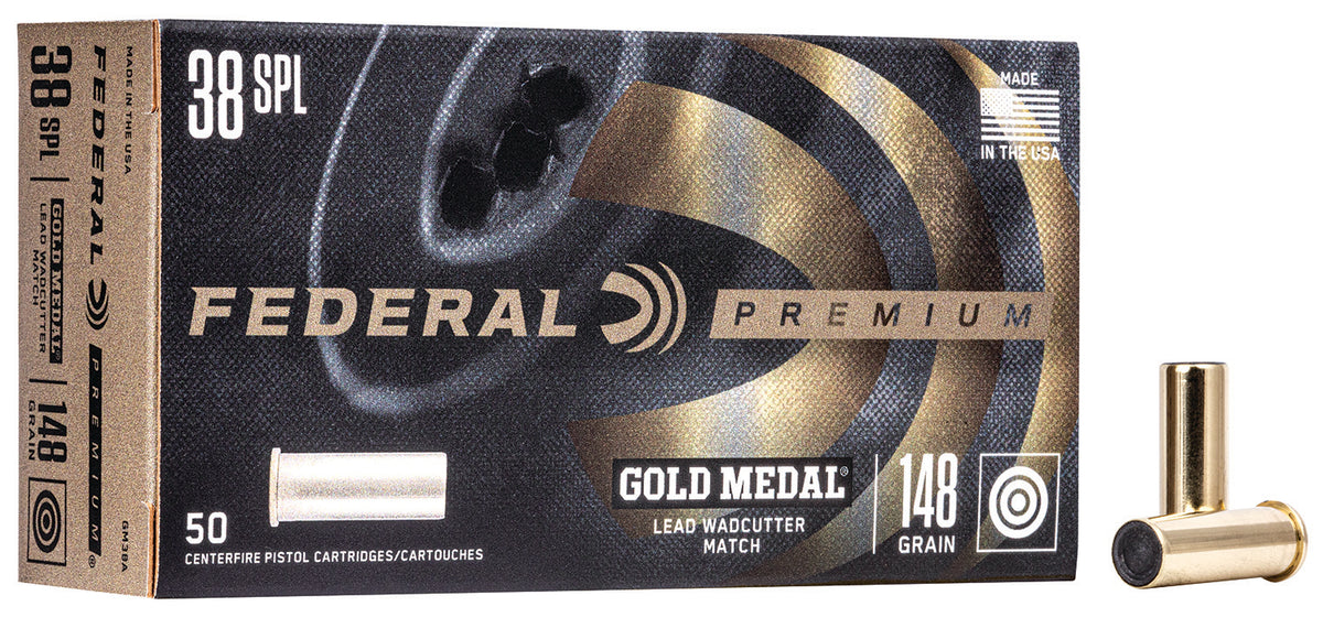 Federal .38 Special Premium Gold Medal 148 grain Lead Wadcutter ammunition