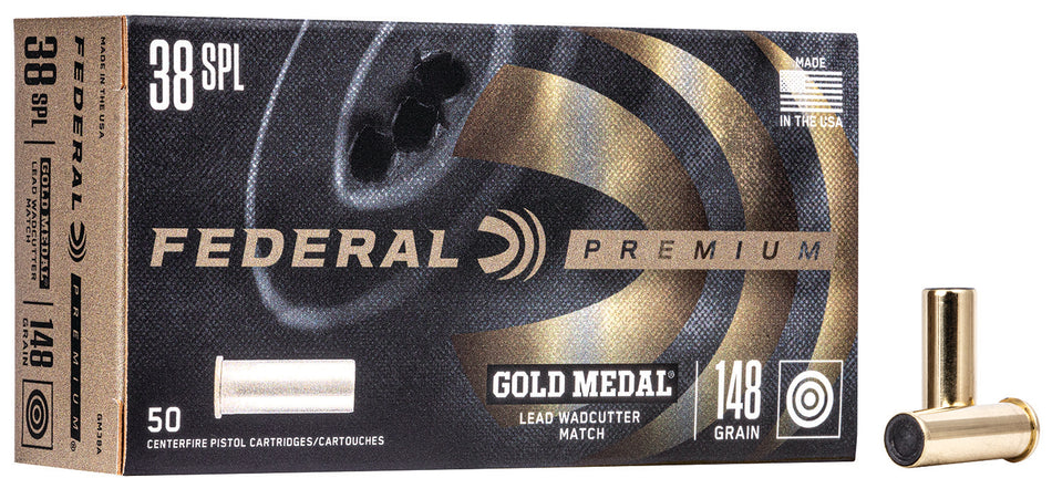 Federal .38 Special Premium Gold Medal 148 grain Lead Wadcutter ammunition