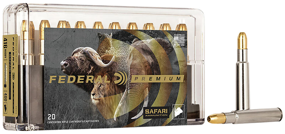 Federal .416 Rigby Premium Safari Cape-Shok 400 grain Trophy Bonded Sledgehammer Solid ammunition
