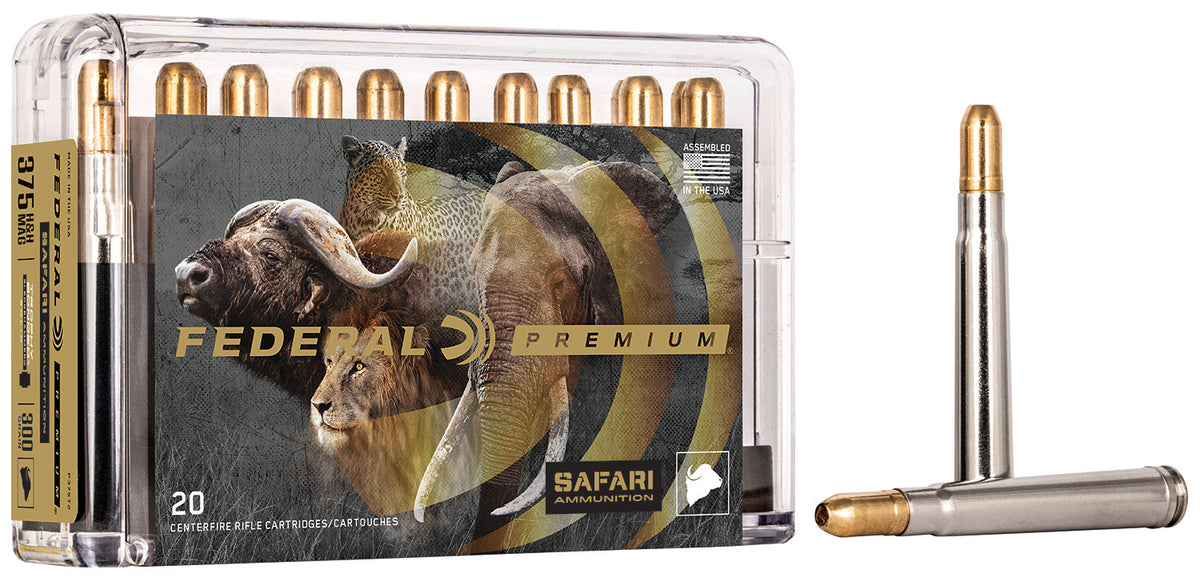 Federal .375 H&H Mag Premium Safari Cape-Shok 300 grain Trophy Bonded Sledgehammer Solid ammunition