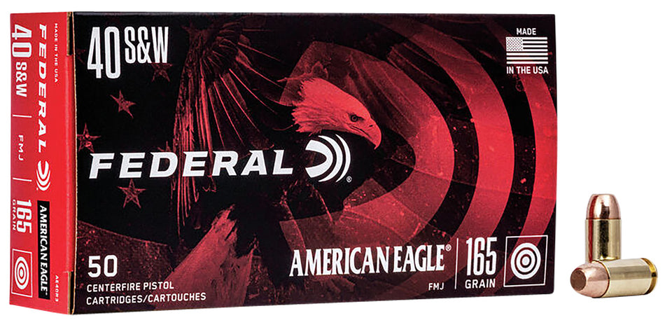 Federal .40 S&W American Eagle 165 grain Full Metal Jacket ammunition