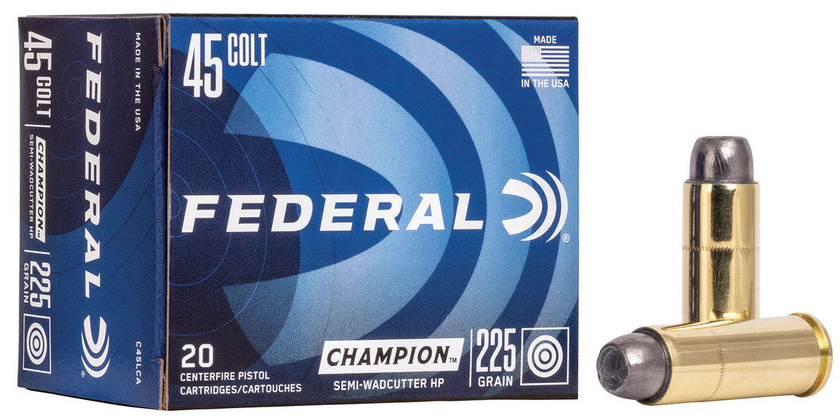 Federal Champion Training Semi Wadcutter Hollow Point 225 Grain .45 Long Colt 830 fps 029465093099