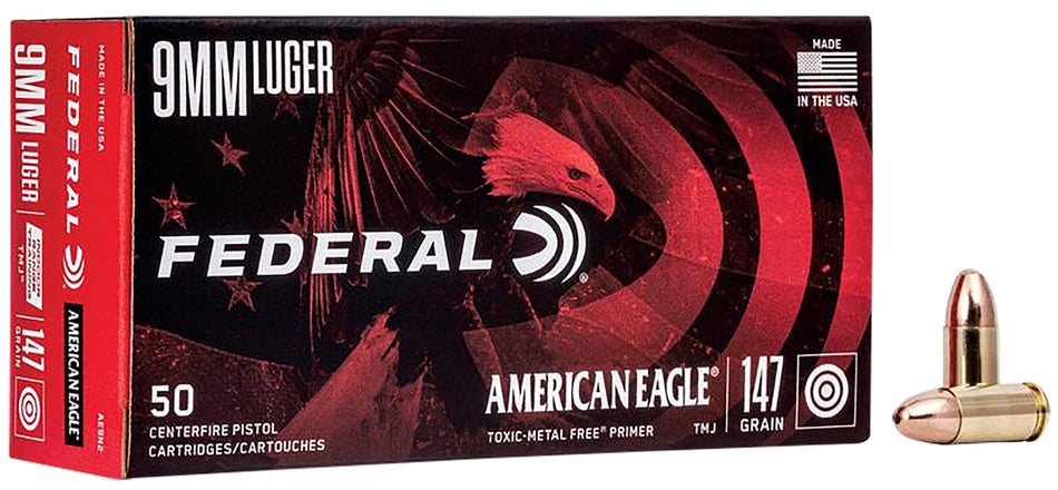 American Eagle  Total Metal Jacket 147 Grain 9mm Luger/Parabellum 1000 fps 029465093549