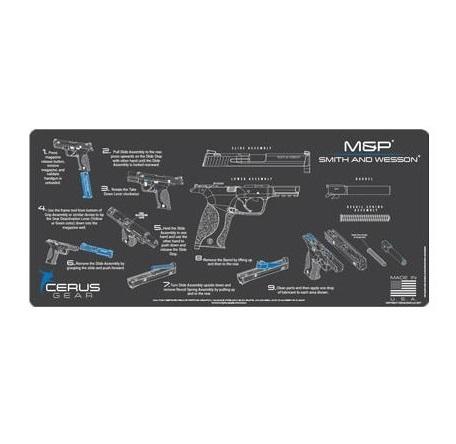 Cerus Gear M&P Instructional 3mm Gun Cleaning Mat 12" x 27" - Charcoal Gray