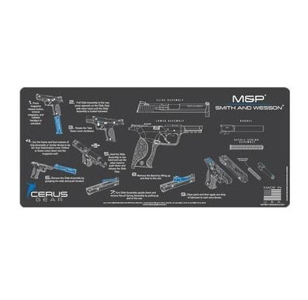 Cerus Gear M&P Instructional 3mm Gun Cleaning Mat 12" x 27" - Charcoal Gray