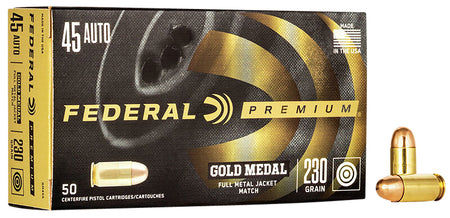 Federal Premium Gold Medal Full Metal Jacket 230 Grain .45 ACP/Auto 860 fps 029465095451