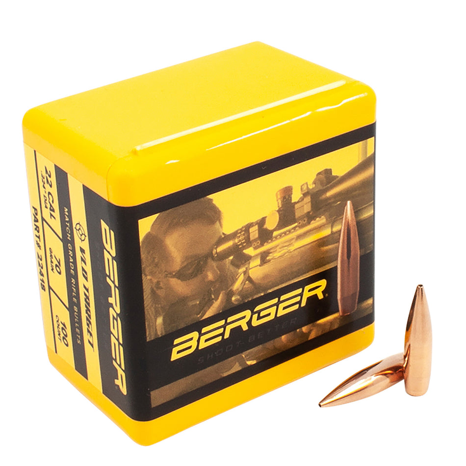 Berger Bullets 22418 VLD Target 22 Caliber 70 Grain Long Range 100ct