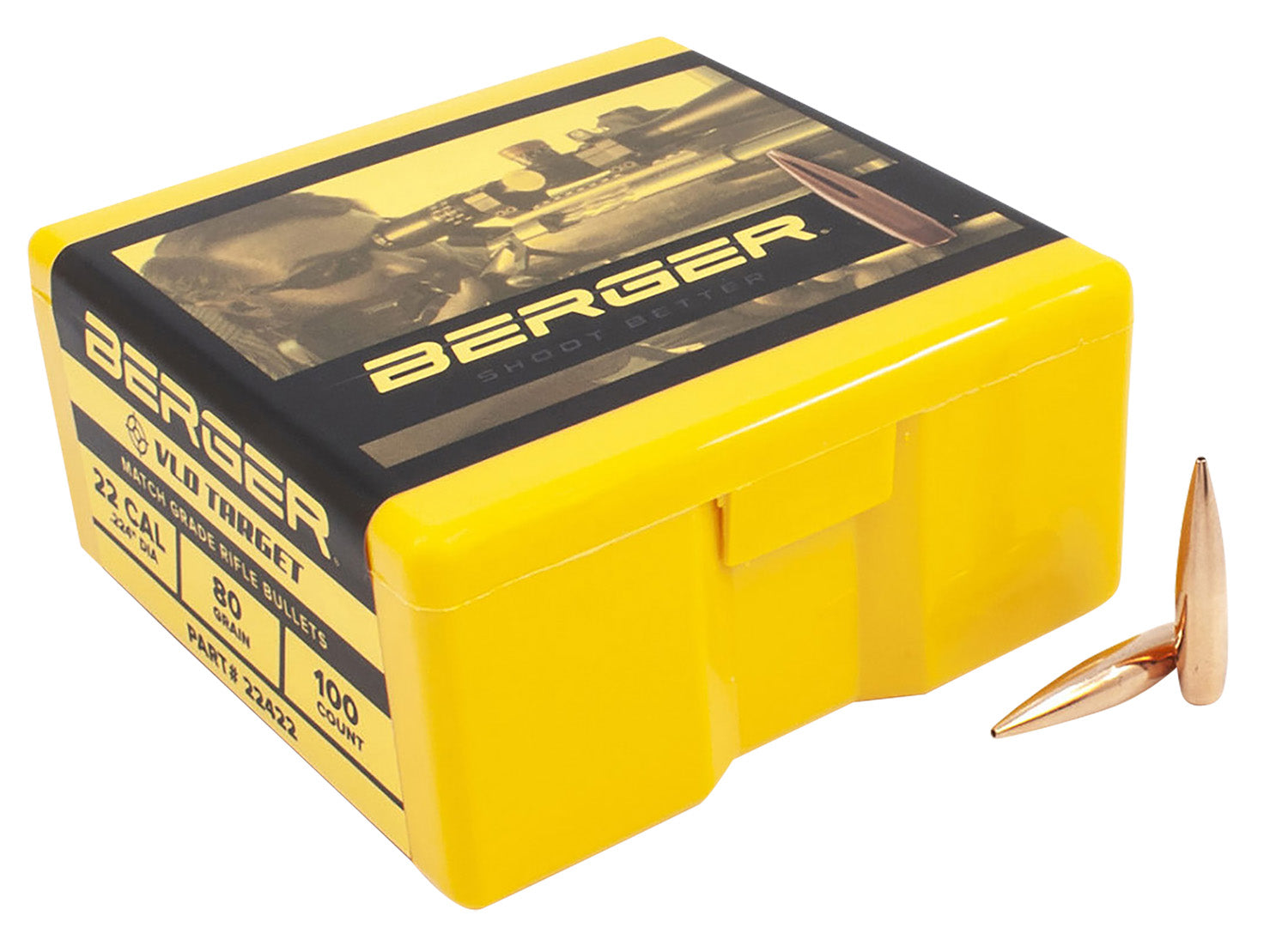 Berger Bullets 22422 VLD Target 22 Caliber 80 Grain Long Range 100ct