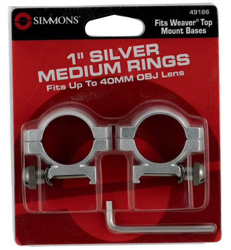 Simmons Weaver Medium Silver 1-Inch Scope Rings