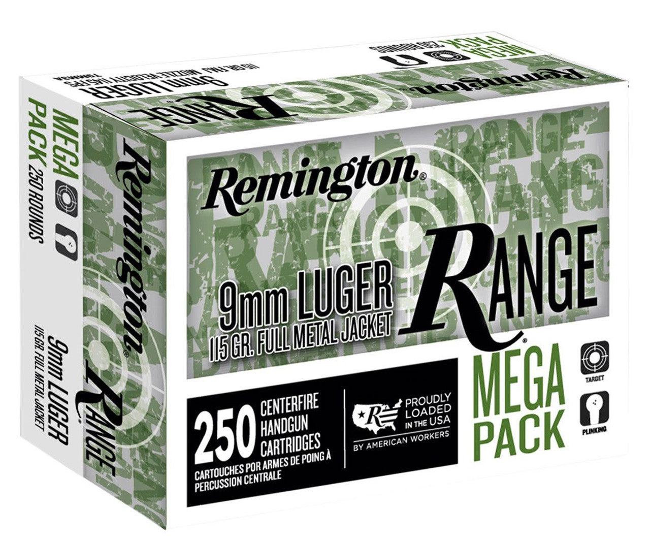 Remington Range Mega Pack Full Metal Jacket 115 Grain 9mm Luger/Parabellum 1145 fps 047700239651