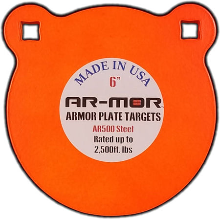 AR-MOR AR500 Steel Round Gong 6" 3/8" Thick Orange