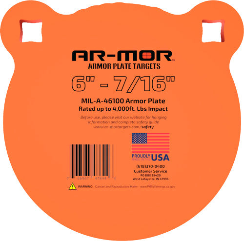 AR-MOR MIL46100 Steel Round Gong 6" 7/16" Thick Orange