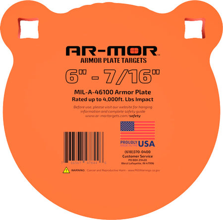 AR-MOR MIL46100 Steel Round Gong 6" 7/16" Thick Orange