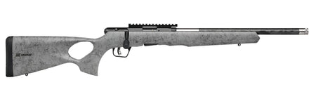 Savage Arms 70218 B Series TimberLite 22 LR 10+1 18" Carbon Fiber Threaded Barrel, Matte Black Picatinny Rail Carbon Steel Receiver, Gray w/Black Webbing Fixed Thumbhole Synthetic Stock