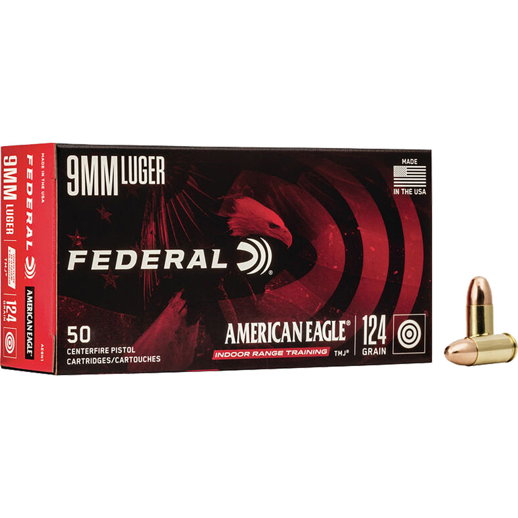 American Eagle  Total Metal Jacket 124 Grain 9mm Luger/Parabellum 1120 fps 029465093532
