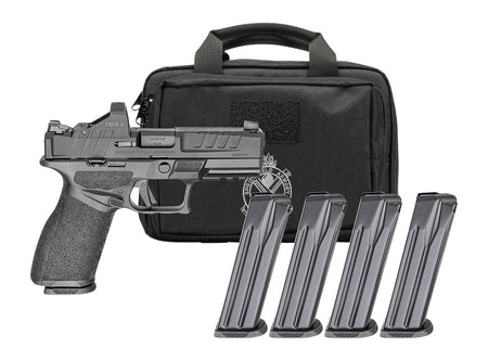 Springfield Armory EC9409BFC15PAC Echelon 40F.C Gear Pac 9mm Luger 15+1 4" Black Melonite Barrel, Steel Optic Ready/Serrated Slide, Black Polymer Frame w/Picatinny Rail, Ambidextrous