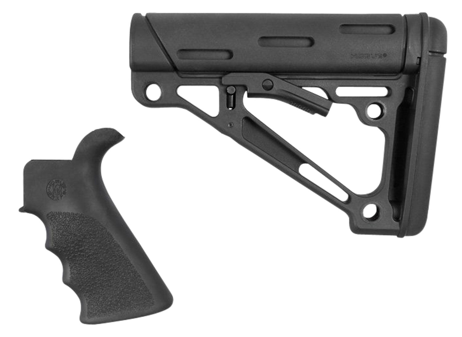 Hogue OverMolded Black AR-15 M16 Collapsible Buttstock and Finger Groove Grip Kit – Mil-Spec Tube