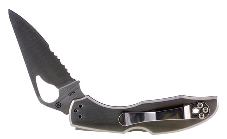Spyderco BY04PS2 Byrd Meadowlark 2 Folding Knife 2.94" 8Cr13MoV Part Serrated Clip Point SS Blade Stainless Handle