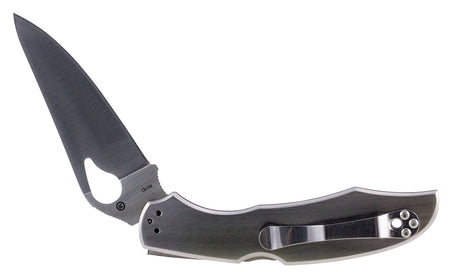 Spyderco BY03P2 Byrd Cara Cara 2 Folding Knife 3.75" 8Cr13MoV Plain Edge Spear Point SS Blade Stainless Handle