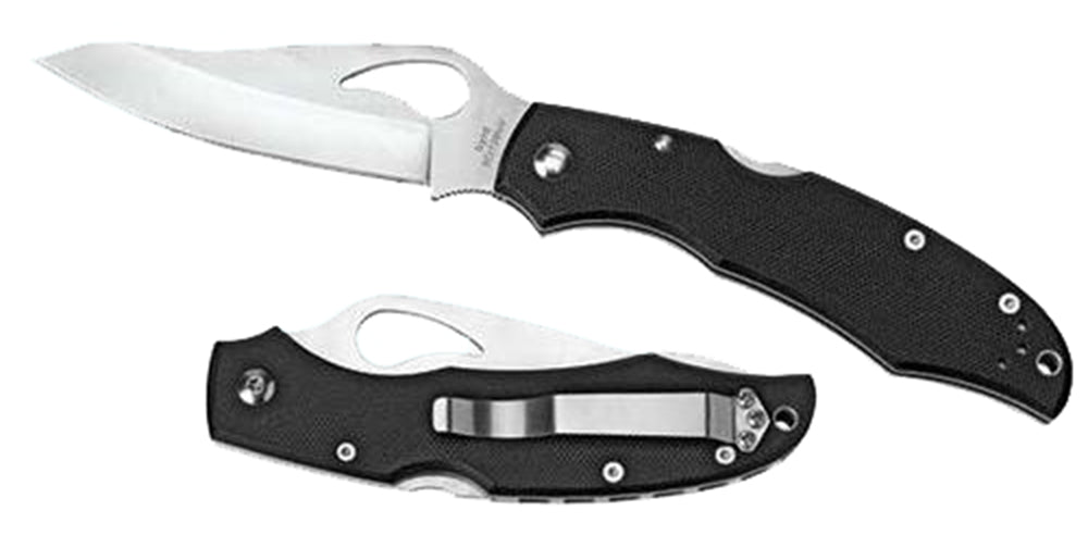 Spyderco BY03PSBK2 Byrd Cara Cara 2 Lightweight Folding Knife 3.75" 8Cr13MoV Part Serrated Drop Point Blade Black Textured FRN