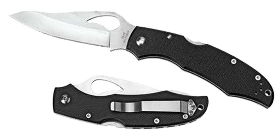 Spyderco BY03PSBK2 Byrd Cara Cara 2 Lightweight Folding Knife 3.75" 8Cr13MoV Part Serrated Drop Point Blade Black Textured FRN