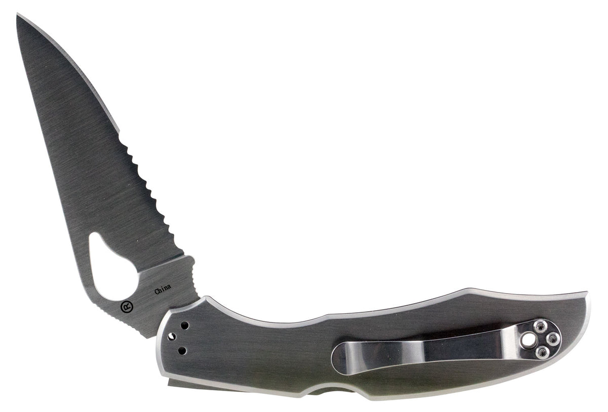 Spyderco BY03PS2 Byrd Cara Cara 2 Folding Knife 3.75" 8Cr13MoV Part Serrated Drop Point SS Blade Stainless Handle