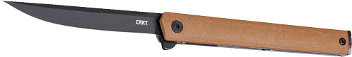 CRKT CEO 3.3" Plain Edge Folder Desert Tan Handle Black AUS8 Blade