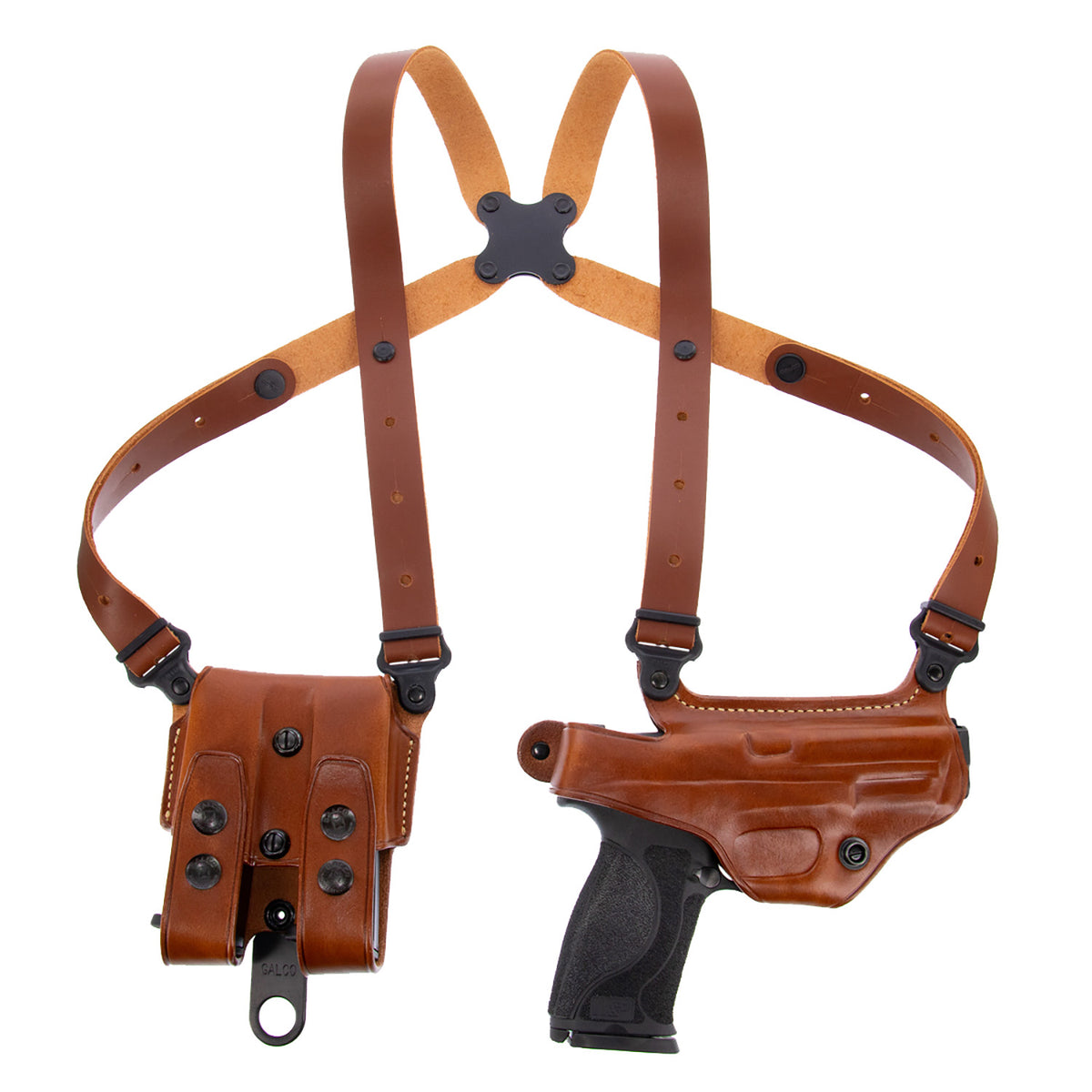 Galco MC224 Miami Classic Tan Leather Spider Harness Shoulder Holster, Glock 17/19/22/23/26/27, Right-Hand