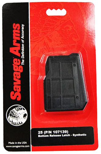 Savage Arms 55222 Detachable 4-Round Black Polymer Magazine 22 Hornet Savage 25