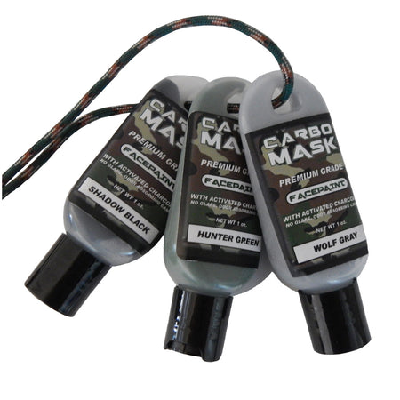 Carbo Mask Water-Based Facepaint Black/Green/Grey 3 Pack 1 oz. Each