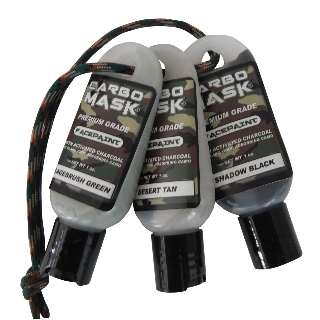 Carbo Mask Odor-Adsorbing Face Paint Black/Sage/Tan 3-Pack 1 oz.