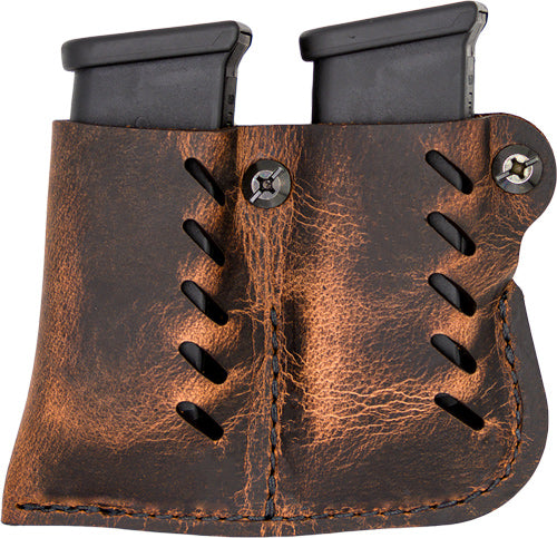 VersaCarry Double Mag Carrier Leather Single Stack Distressed Brown