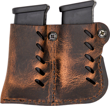 VersaCarry Double Mag Carrier Leather Single Stack Distressed Brown