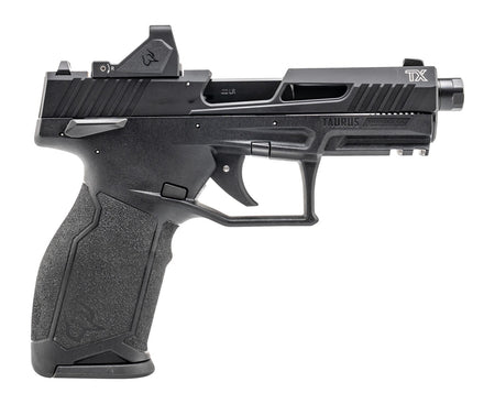 Taurus 1-2TX22P141-RD TX22 w/Optic Full Size Frame 22 LR 16+1 22+1 4.60"Matte Black Threaded Barrel, Black Hard Coat Anodized Serrated w/Optic Slide, Black Polymer Frame w/Picatinny Rail, Textured Gri