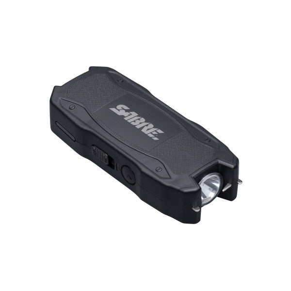 SABRE Rechargeable Stun Gun with Flashlight and Battery Indicator, Black, 1.5uC