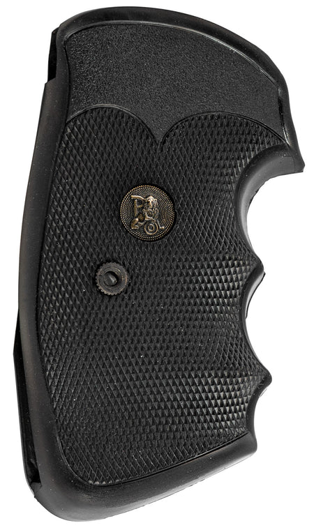 Pachmayr 02529 Checkered Black Rubber Professional Grip with Finger Grooves for Colt Python & Trooper