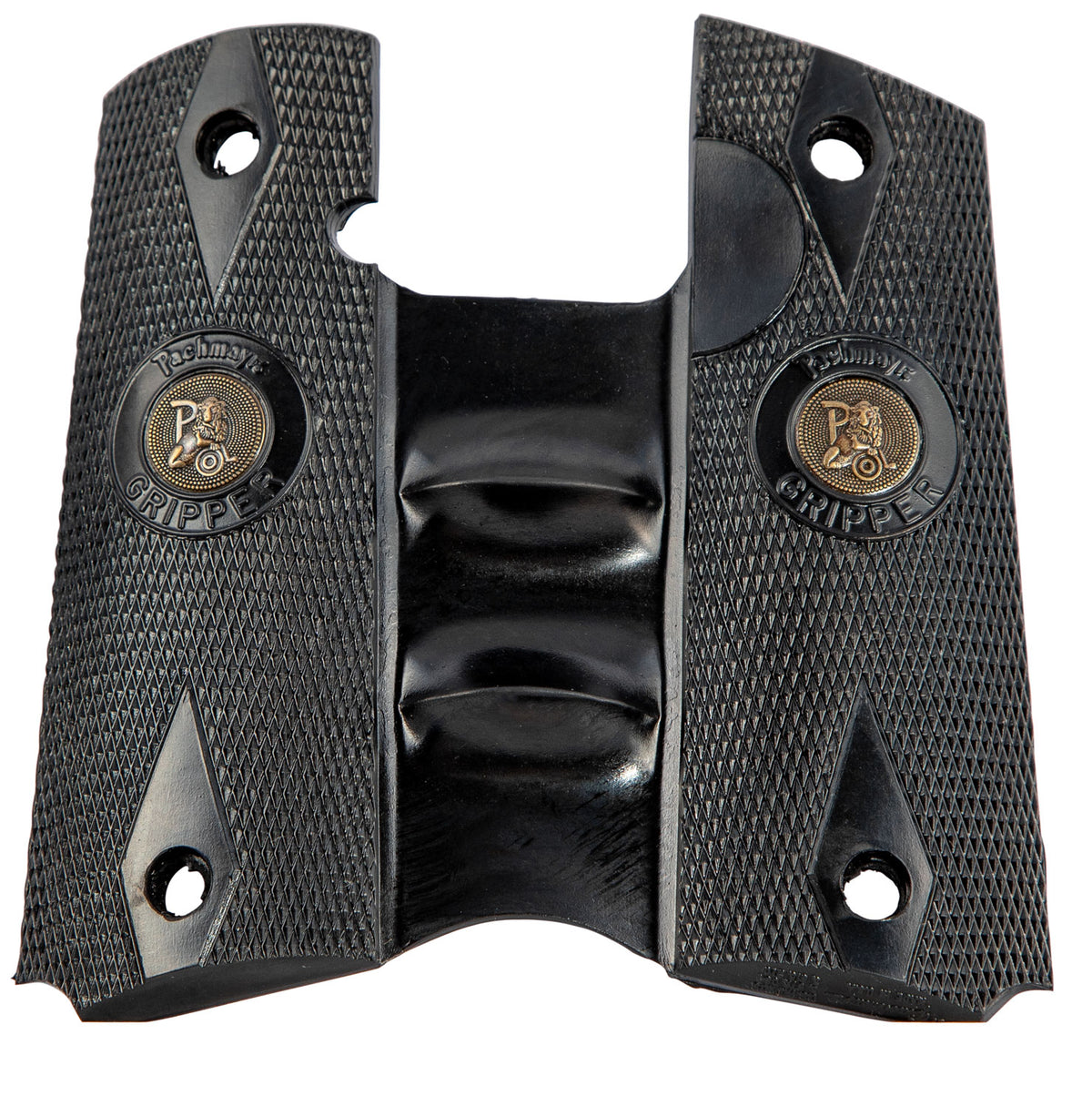 Pachmayr 05008 Checkered Black Rubber Signature Grip with Finger Grooves for 1911 Semi-Automatic