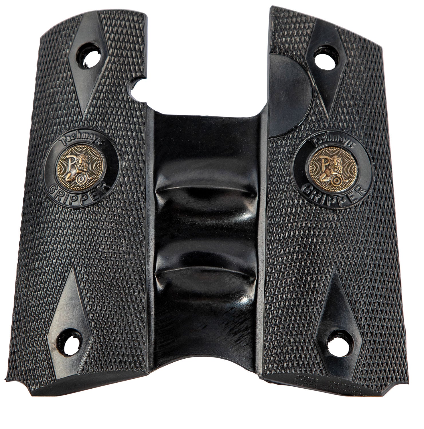 Pachmayr 05008 Checkered Black Rubber Signature Grip with Finger Grooves for 1911 Semi-Automatic